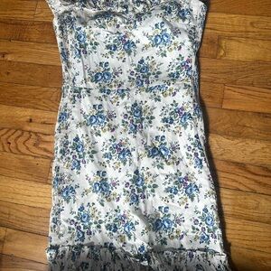 Dolls Kill Floral Mini Dress - Blue and White